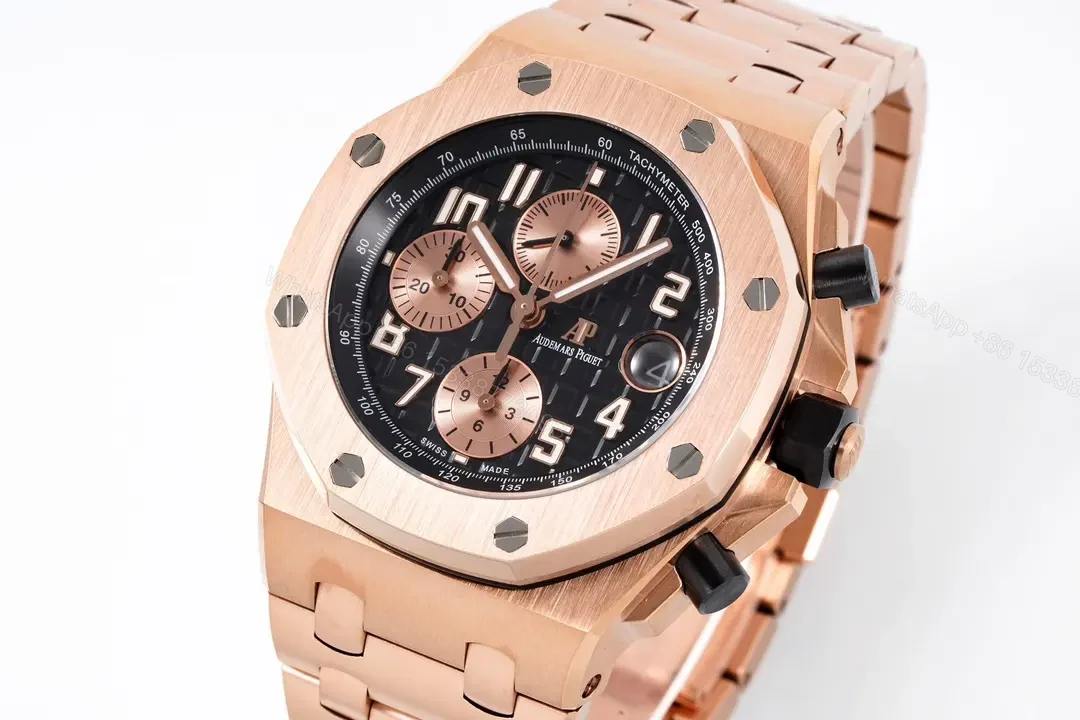 View 3 of JF Factory Audemars Piguet Royal Oak Offshore Rose Gold Bracelet Watch with Exclusive 4404 Chronograph Movement