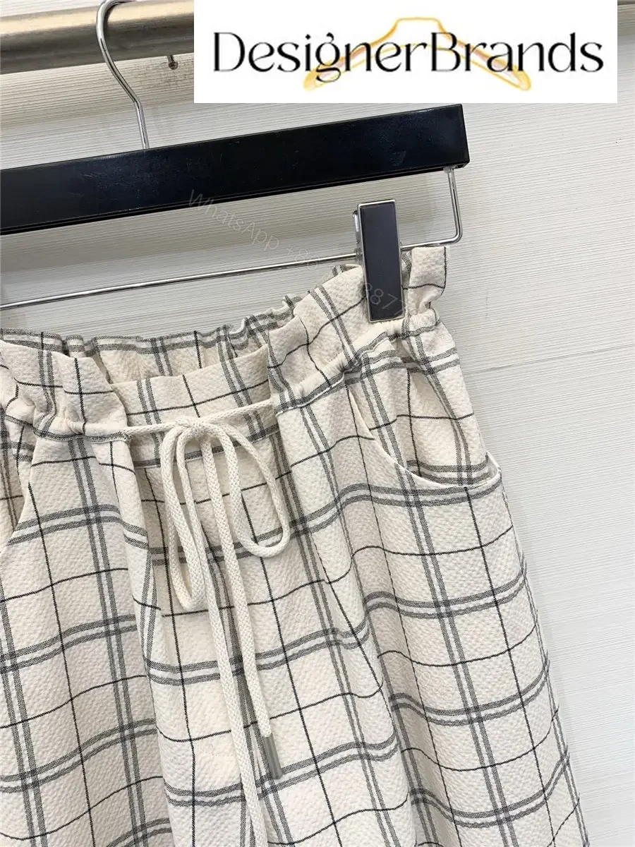 View 4 of Acne Studios Off-White Drawstring High-Waisted Wide-Leg Trousers