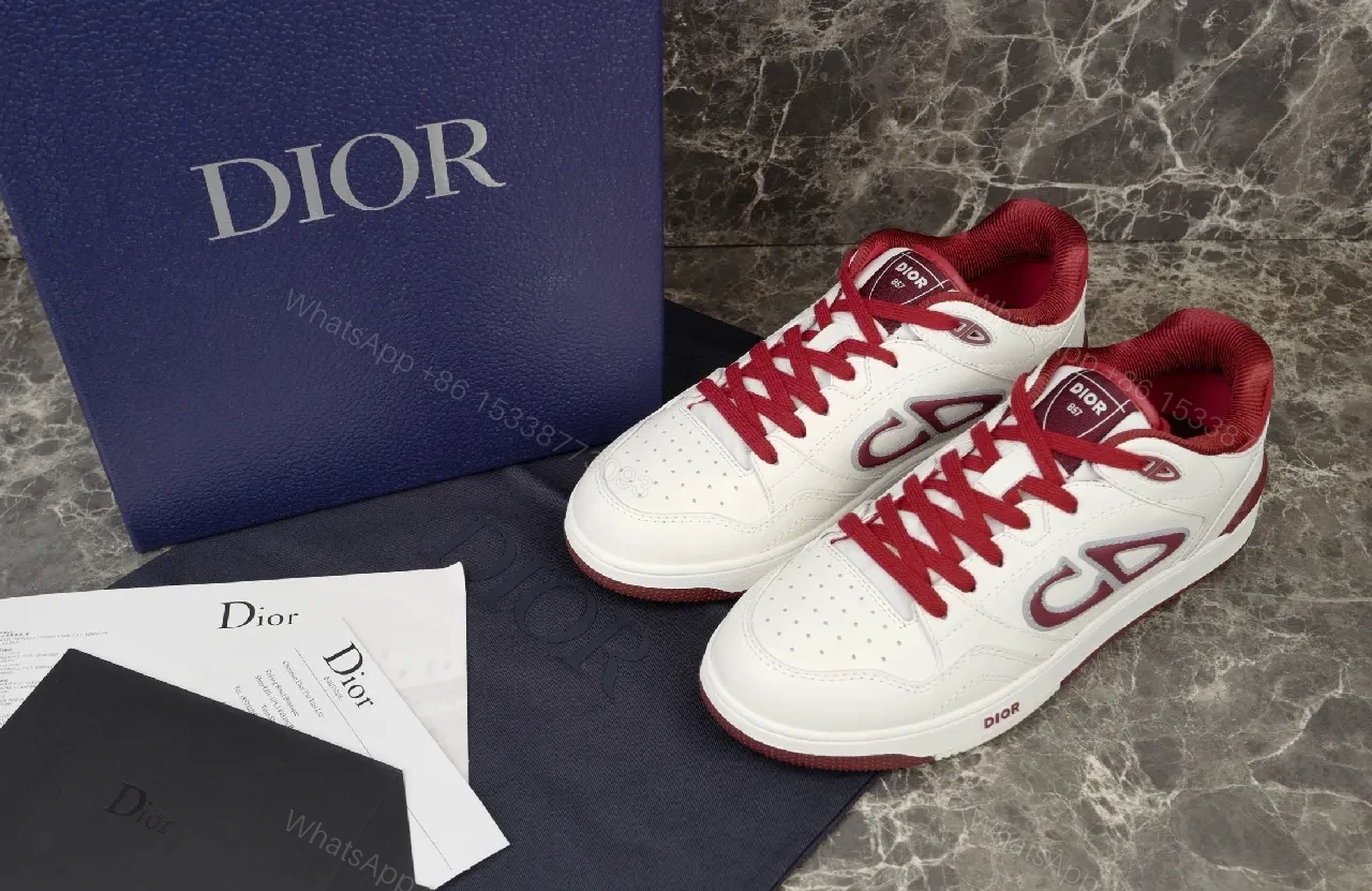White Leather Burgundy-Accent Sneakers: Luxe Comfort, Sporty Chic — view 1
