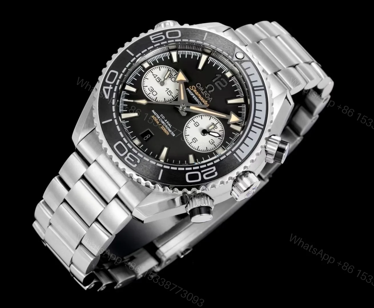 View 2 of Omega Seamaster Planet Ocean 600M Chronograph Beige Dial Burgundy Ceramic Bezel Rubber Strap Automatic OMG-PO600-CHRONO-21532465109001-BEIGE-RS