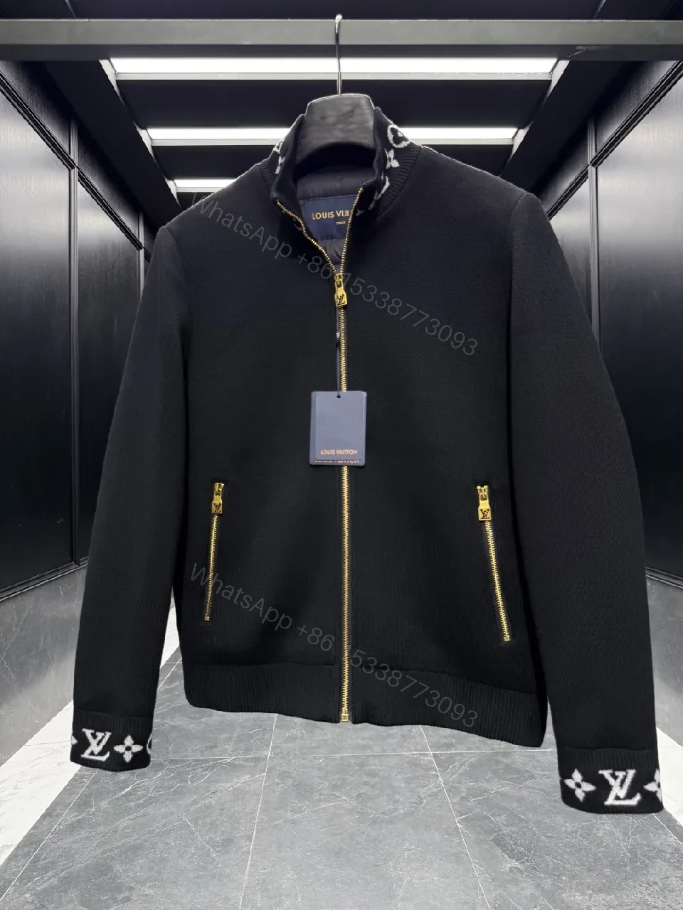 View 5 of Black Cotton-Nylon Coach Jacket | Modern Luxe, Signature Details