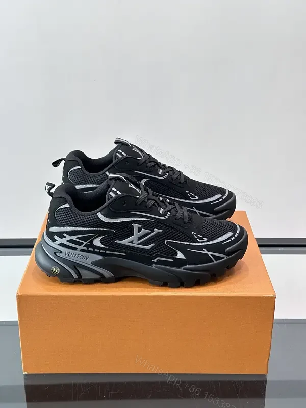 Black Mesh Louis Vuitton Style Chunky Sneakers — view 1