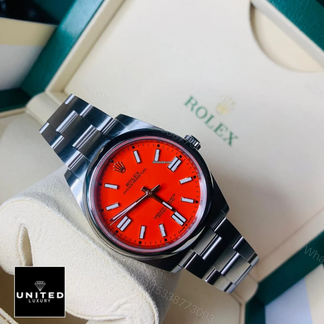 View 7 of Rolex Oyster Perpetual Red Dial 126000 Replica