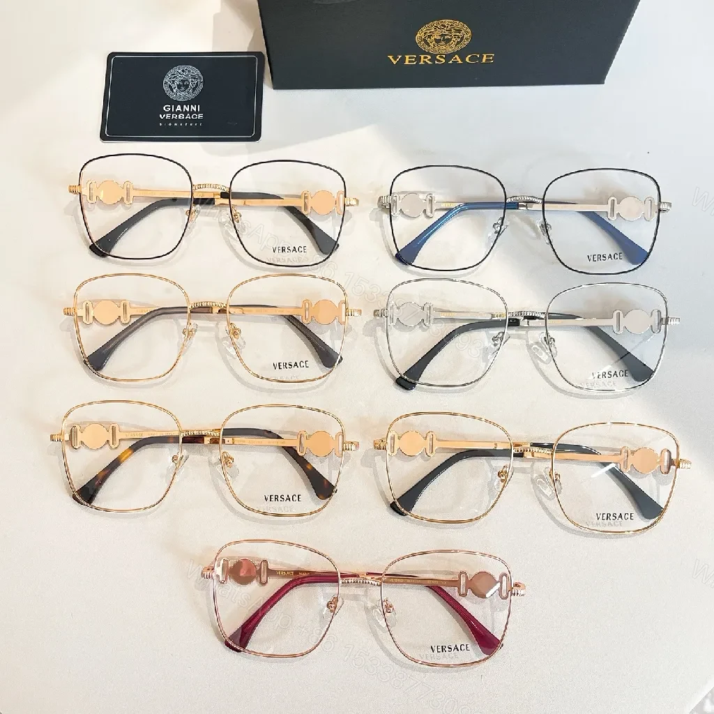View 5 of Rose-Gold Designer Eyewear with Medusa Detailing Eyeglasses