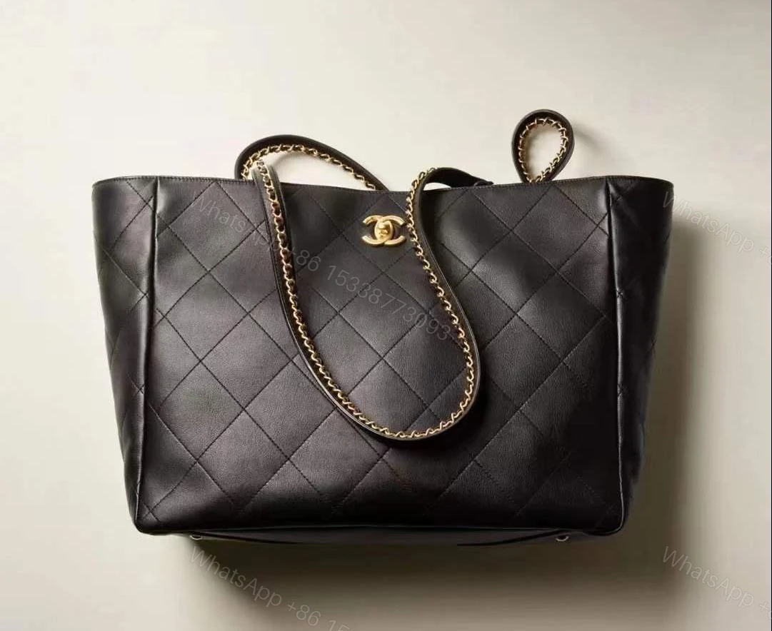 View 2 of Chanel Small Shopping Tote 22B Black Calfskin