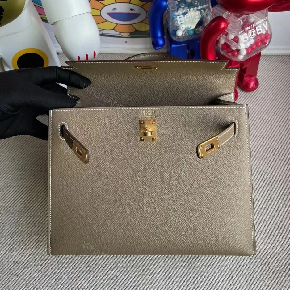 View 6 of H KELLY EPSOM CK18 ETOUPE GOLD HARDWARE 25CM