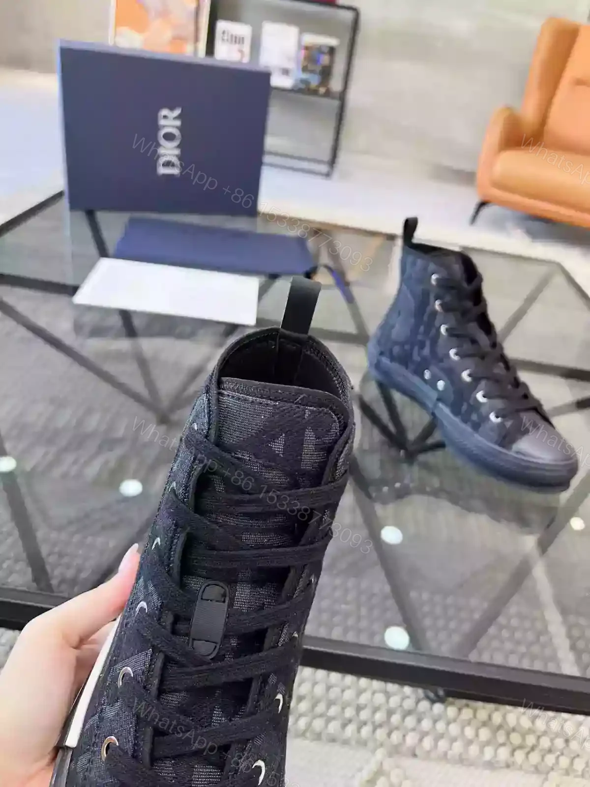View 6 of B23 HIGH-TOP SNEAKER BLACK MAXI DIOR OBLIQUE JACQUARD – CD118