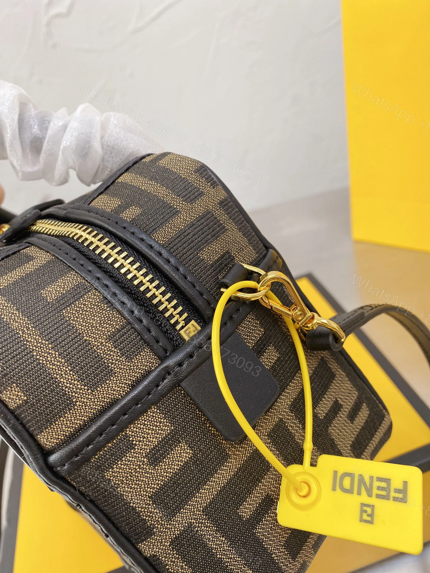 View 4 of FENDI Boston logo detailed mini bowling bag