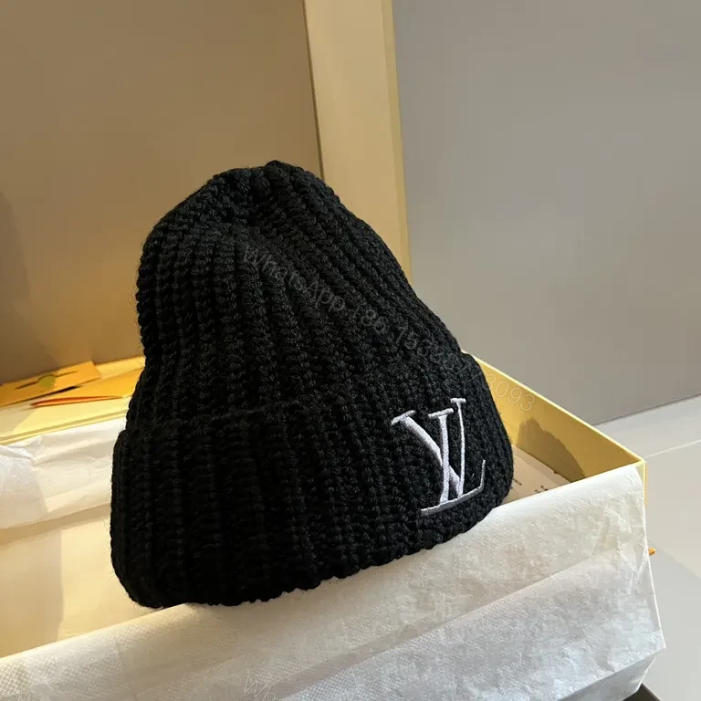 View 5 of Textured Knit Beanie: Luxe LV-Inspired, Subtle Monogram Edge