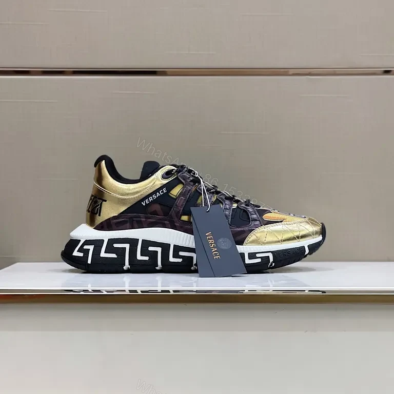 View 3 of Gold-Patterned High-Tops: Versace-Inspired Luxury Sneakers
