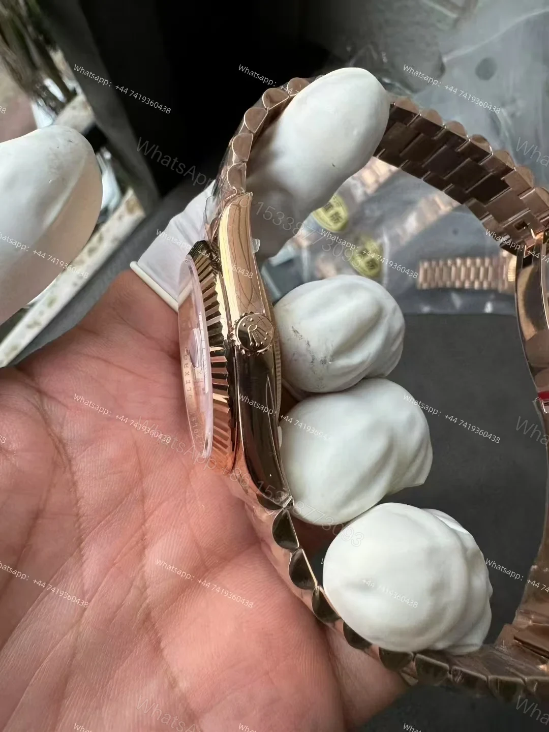 View 7 of Rolex Day-Date M228235-0032 1:1 Replica Rose Gold White Dial 40MM 3255 Movement Presidential Bracelet Super Clone Watch