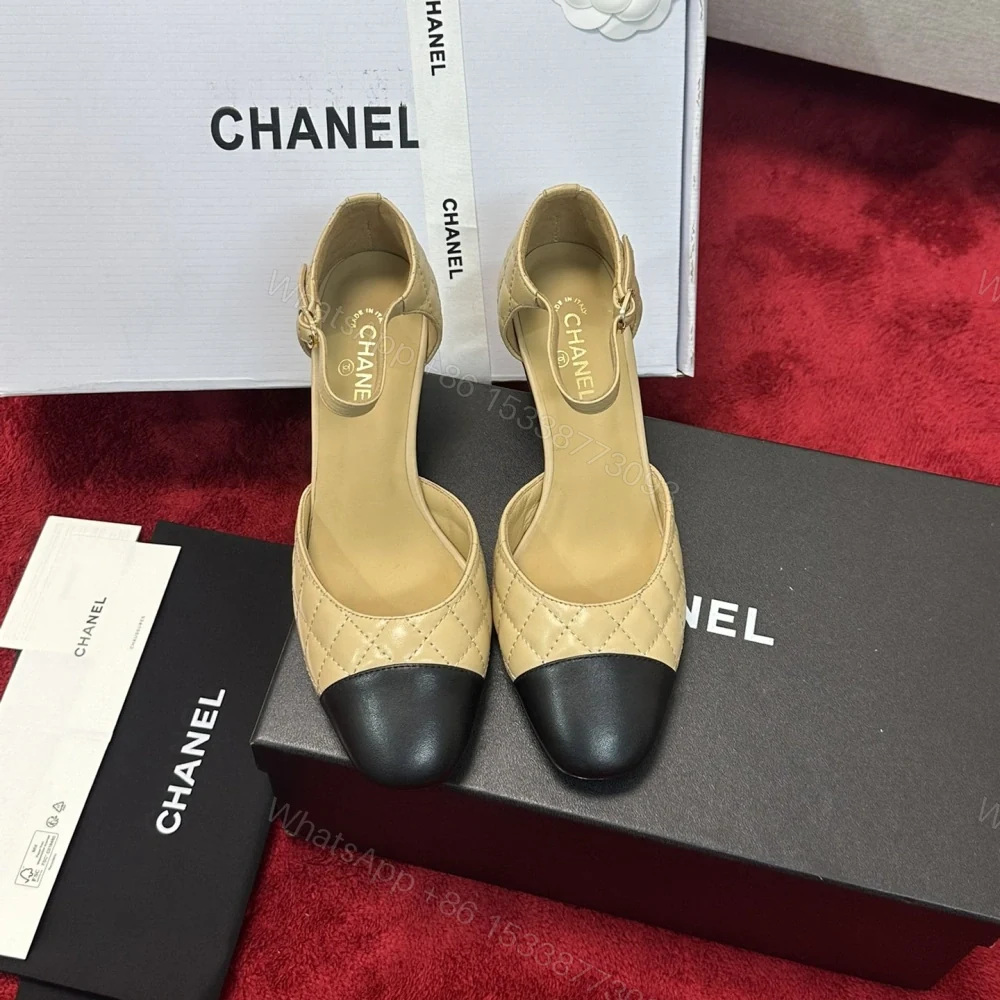 View 6 of 高仿Chanel*G38441A露邊高跟單鞋小牛皮黃色4.5CM免檢版
