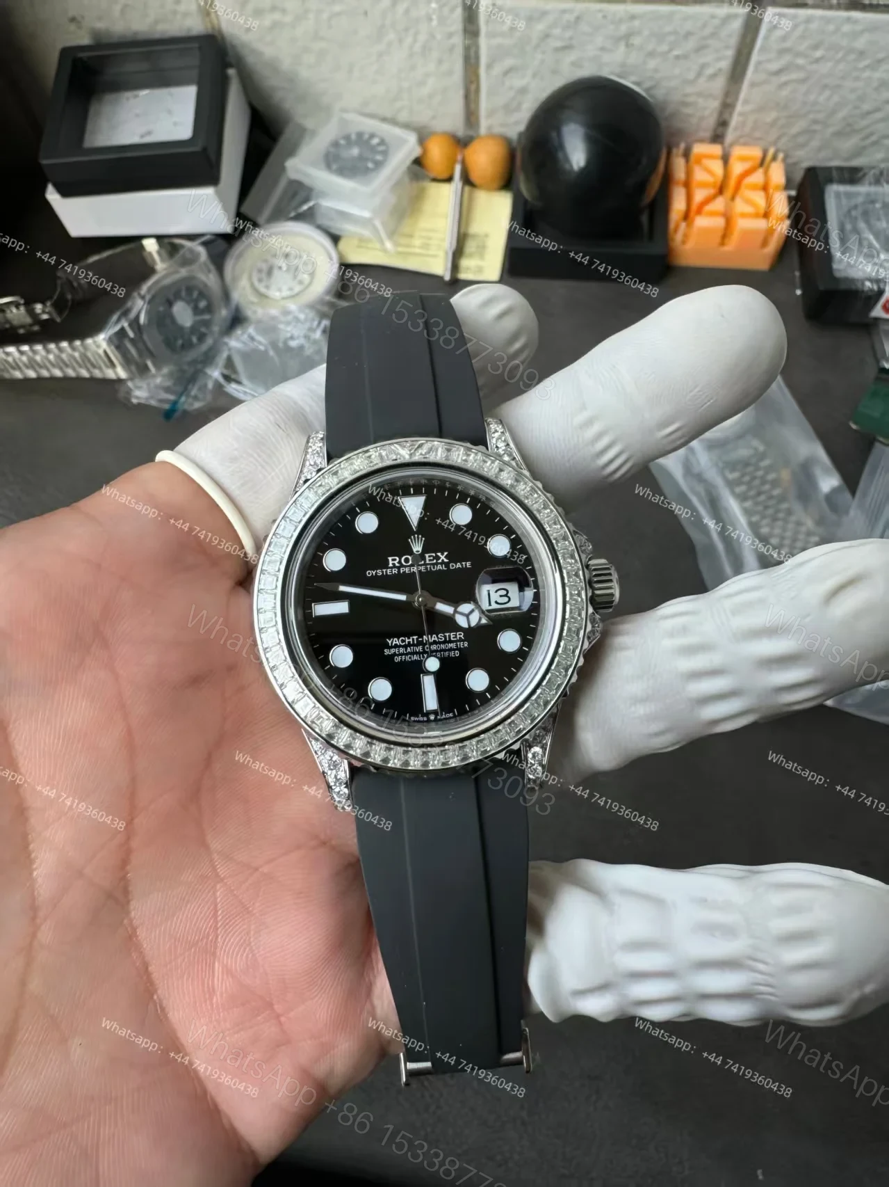 View 2 of Rolex Yacht-Master 226679TBR 1:1 Replica 42MM Moissanite Diamond Lugs and Dial 3235 Movement Super Clone Watch