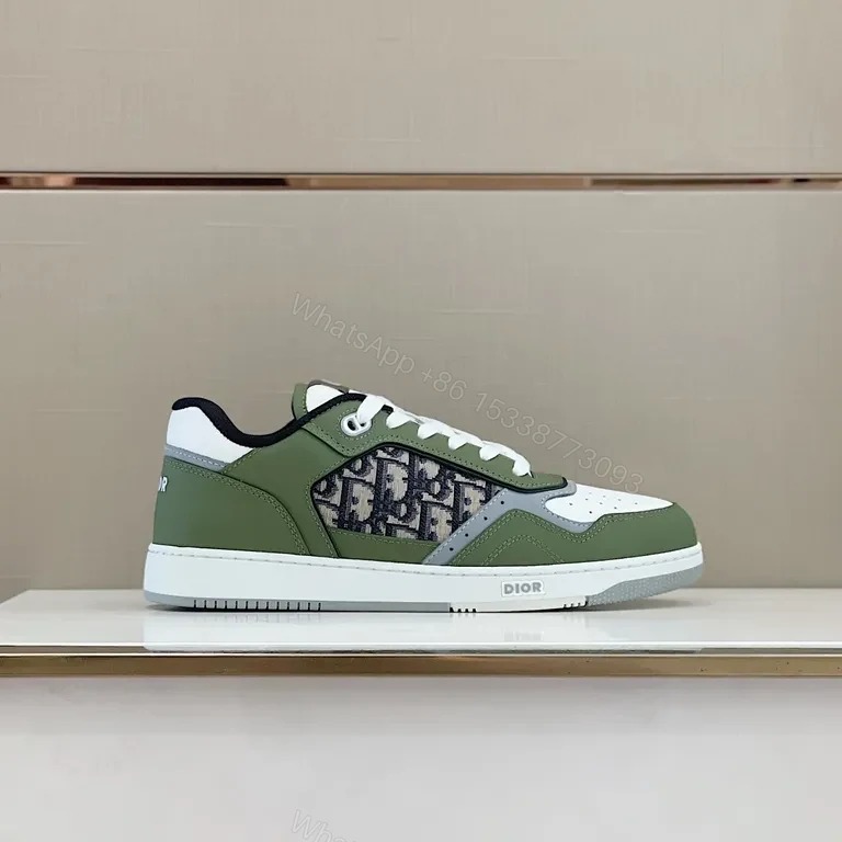 View 5 of Olive White Luxe Low-Top Sneaker with Signature Panel