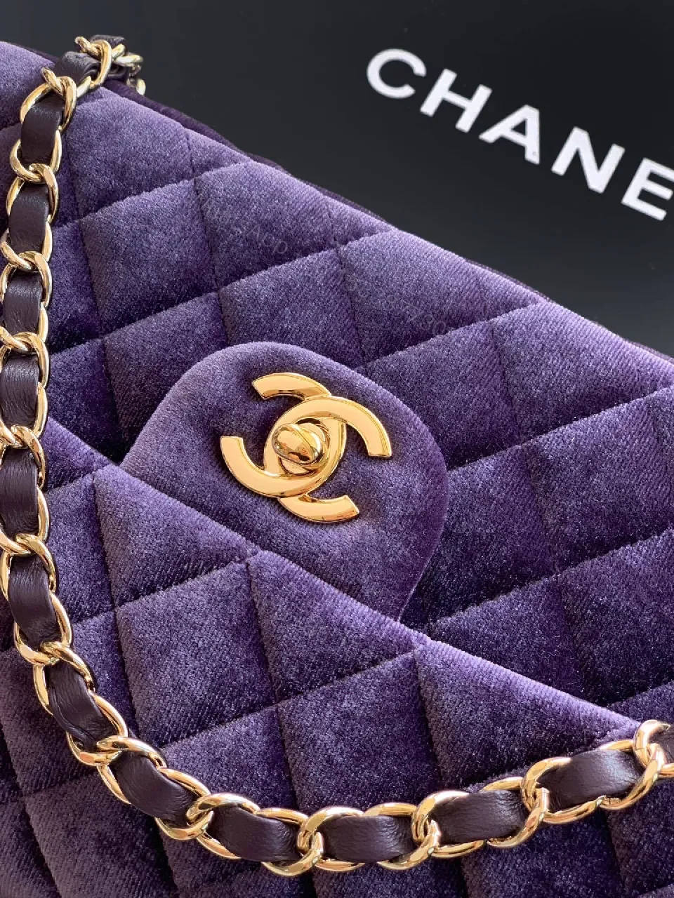 View 9 of Chic Velvet Crossbody with Gold Chain Strap: Everyday Luxury