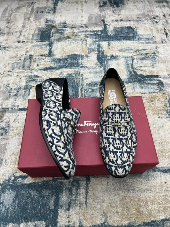 View 4 of Navy Monogram Gancini Loafers: Premium Italian Luxury Shoes