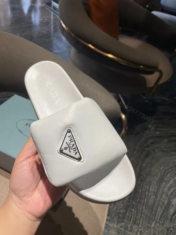 Prada White Leather Slide: Minimal Luxury Comfort — view 1