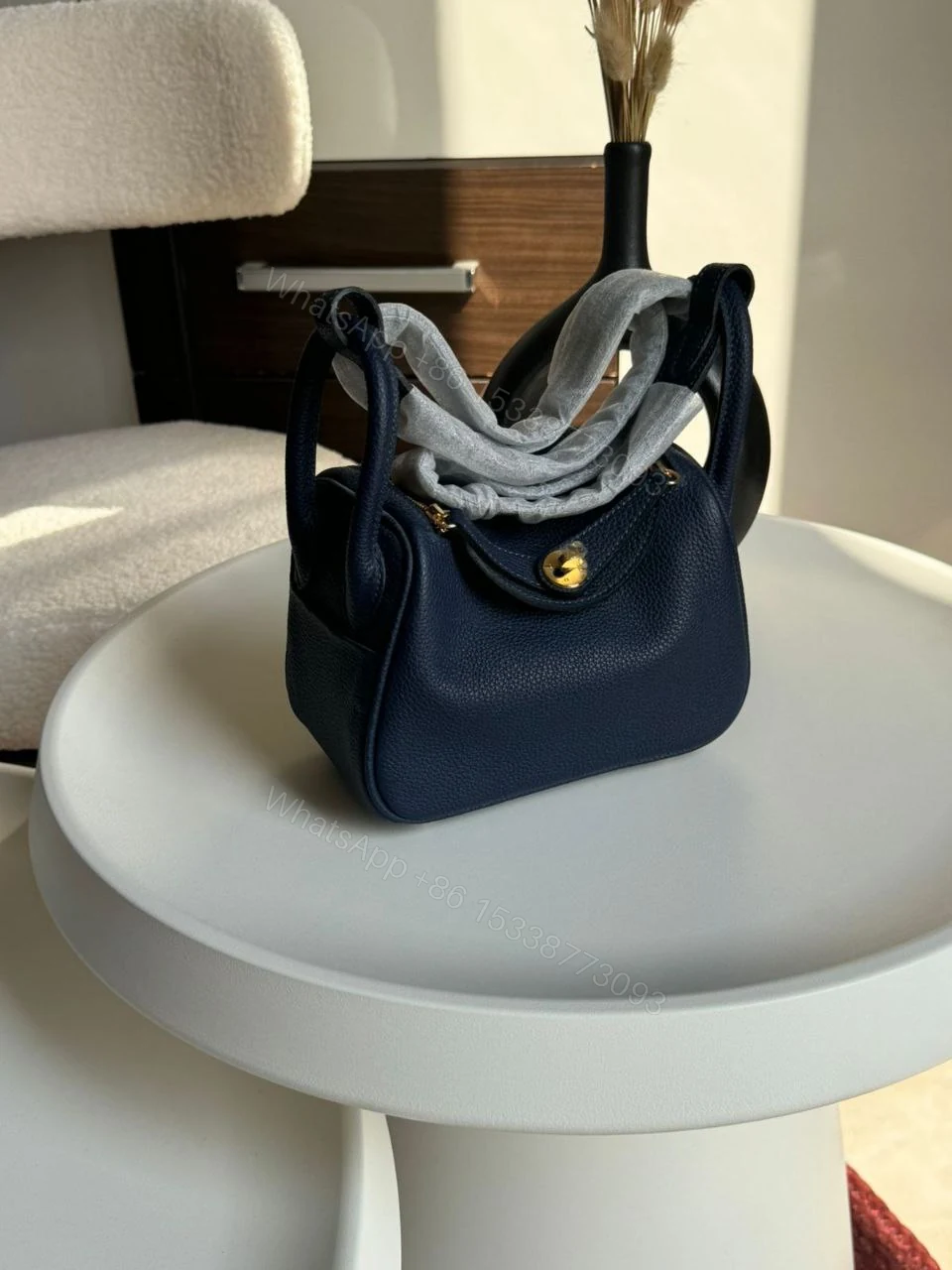 View 9 of Hermes Brand New Mini Lindy Nata Togo Palladium HDW