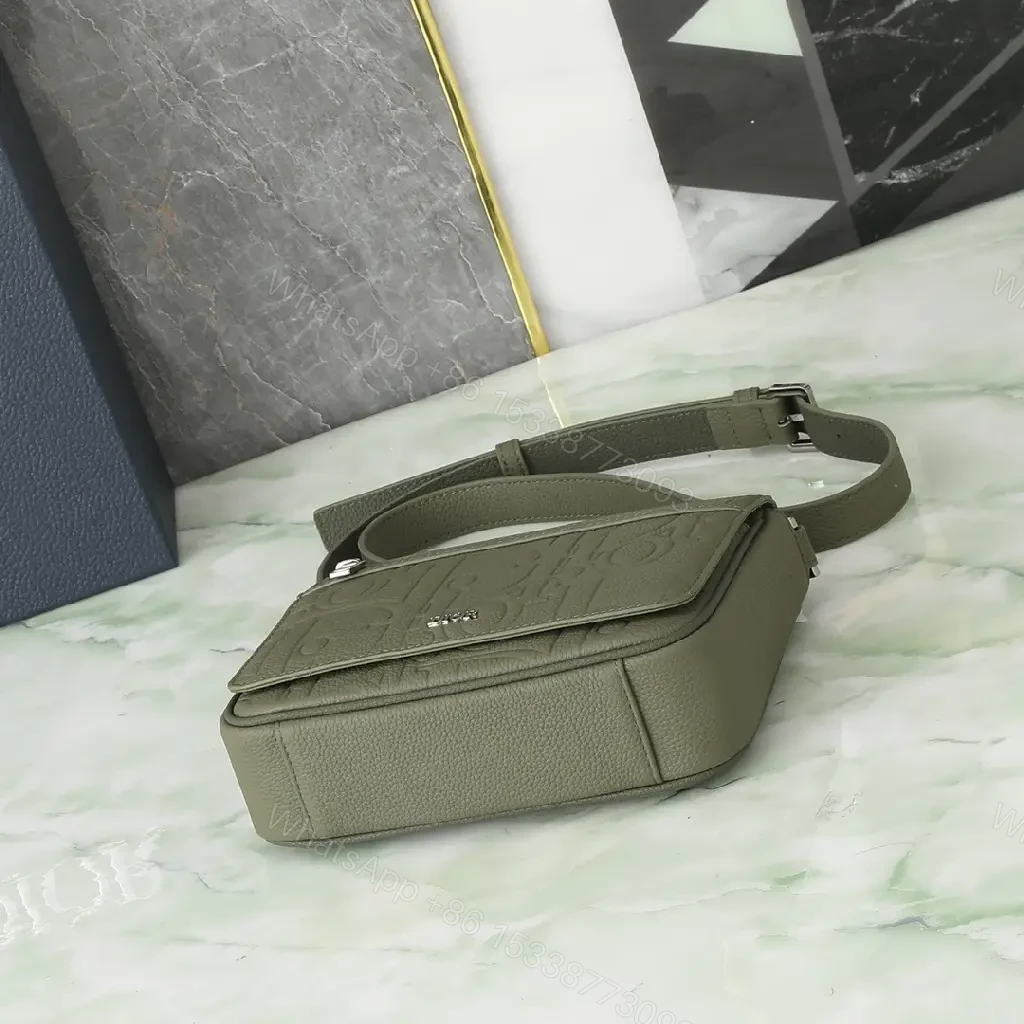 View 7 of Olive Embossed Leather Crossbody: Modern Chic, Compact