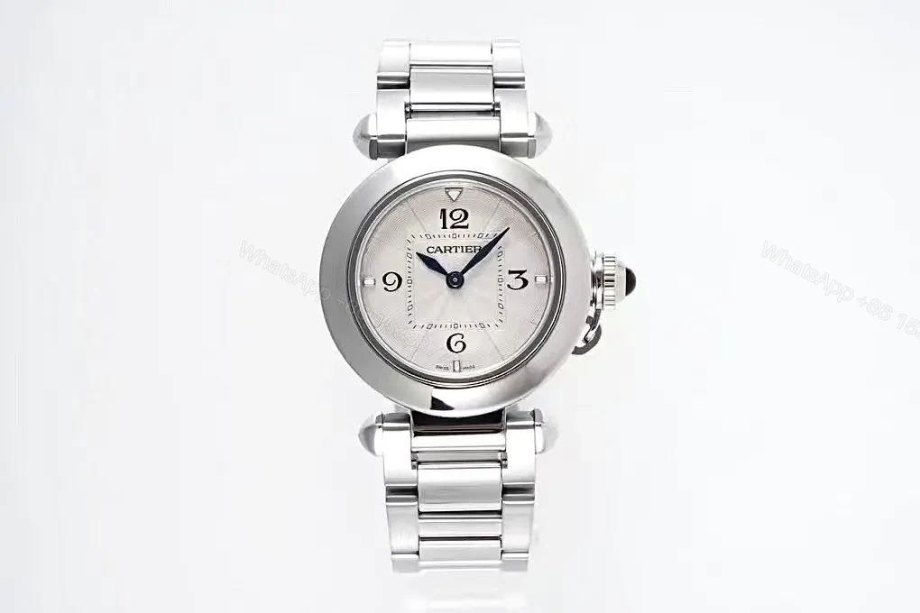 GS Factory Cartier Pasha de Cartier Women’s Watch – Silver Dial, 30mm, Stainless Steel and Leather Straps, Swiss Quartz Movement (Cal.157) — view 1