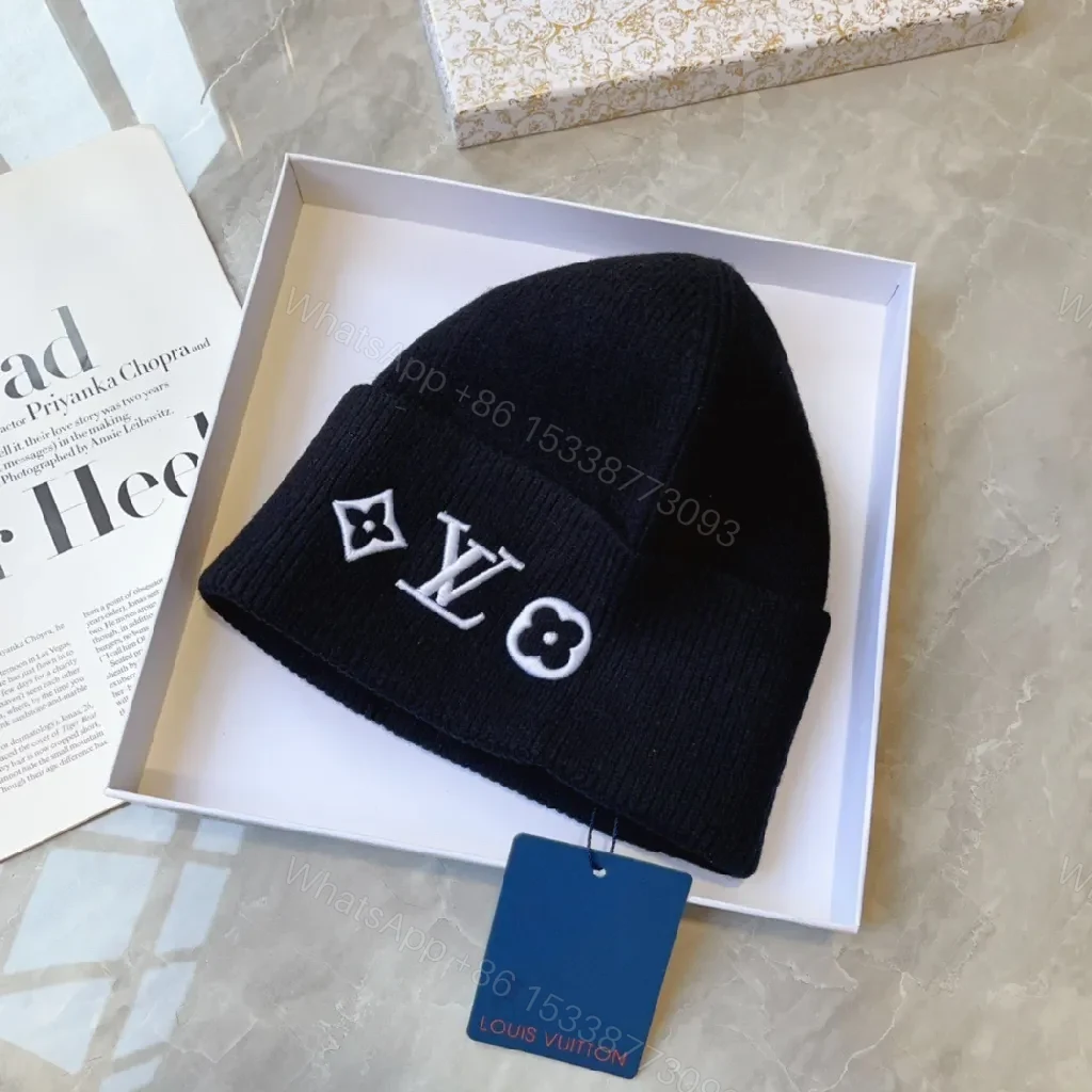 Black Knit Beanie, Luxe Logo, Everyday Warmth Beanie — view 1