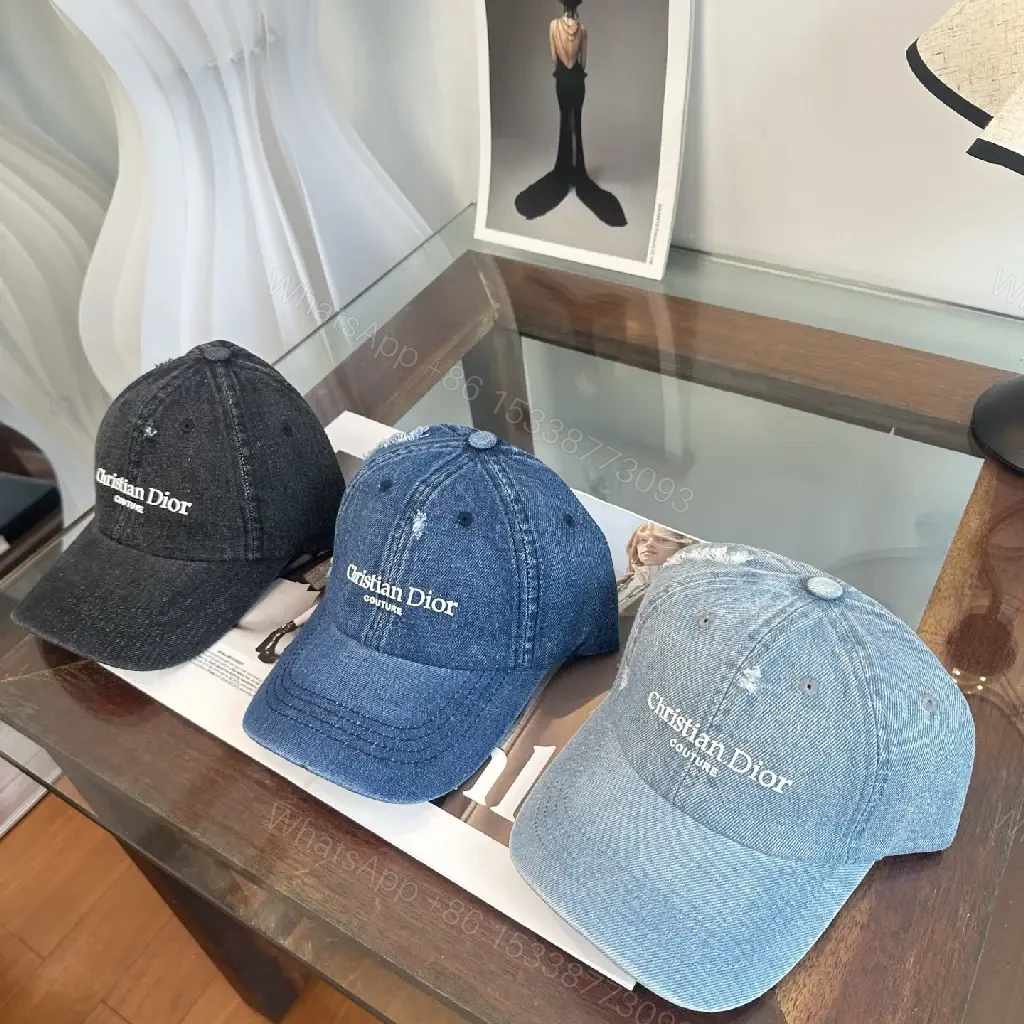 View 10 of Blue Denim Cap Distressed Crown / White Embroidered Text Cap