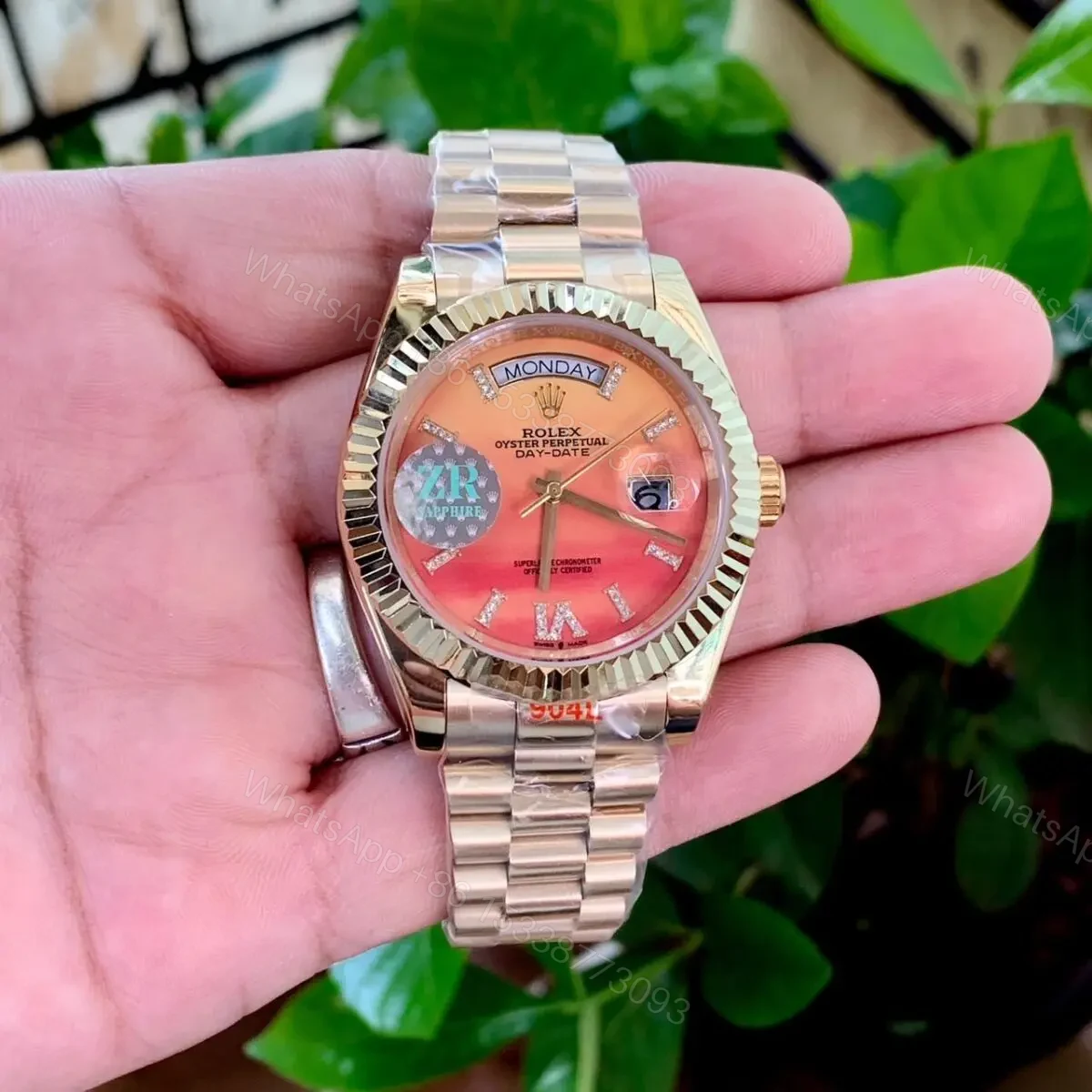 Rolex Carnelian Orange Day Date For Men — view 1