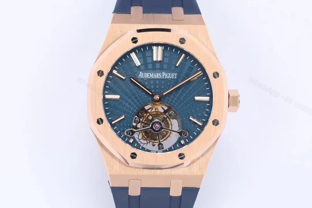 V9 Factory Audemars Piguet Royal Oak Ultra-Thin Tourbillon – Rose Gold Case, Blue Dial, Rubber Strap — view 1