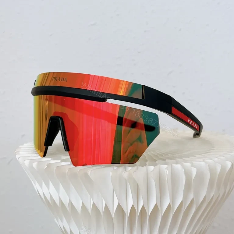 View 4 of Prada Shield Sunglasses â€“ White Frame, UV400, Luxe Edge