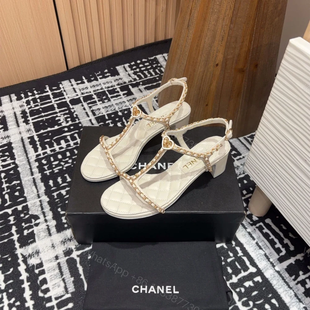 View 3 of 高仿Chanel*25C系列G36122C小羊皮中踭涼鞋白色5CM免檢版