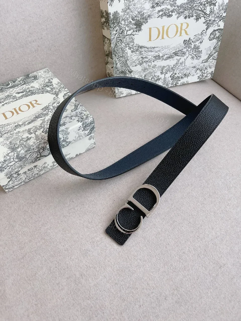 View 8 of Chic Black Leather Belt with Signature Buckle - Minimalist Luxury Belt