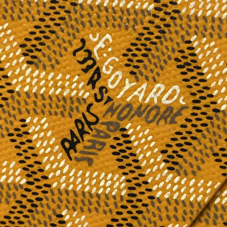 View 4 of Ochre-Gold Goyard-Inspired Patterned Compact Bag: Everyday Luxury