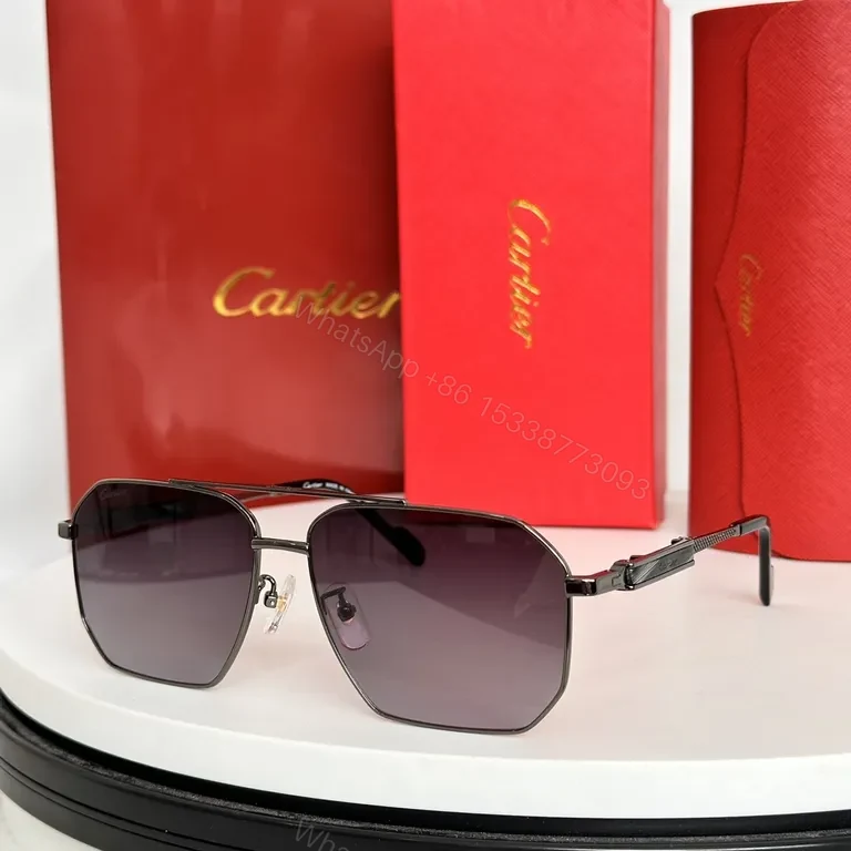 View 9 of Gold-Geometric Shield Sunglasses â€“ Premium Cartier-Inspired, All-Day Comfort