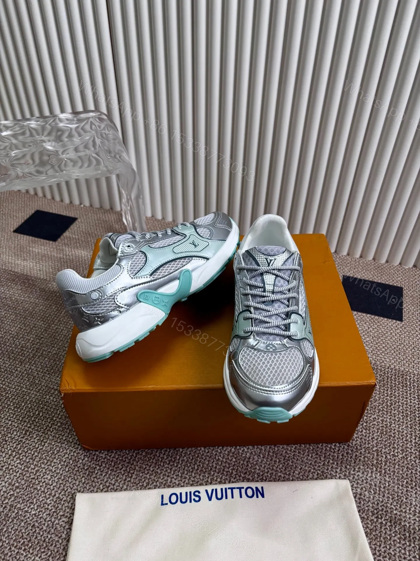 View 5 of LV Women Silver Mesh Metallic Sneakers