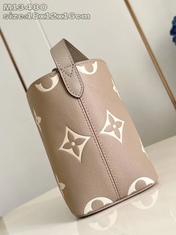 View 2 of Taupe LV Monogram Tote: Pebbled Leather, Structured Luxury