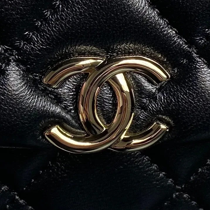 View 3 of Quilted Leather Shoulder Bag: Gold Chain, Compact Glam