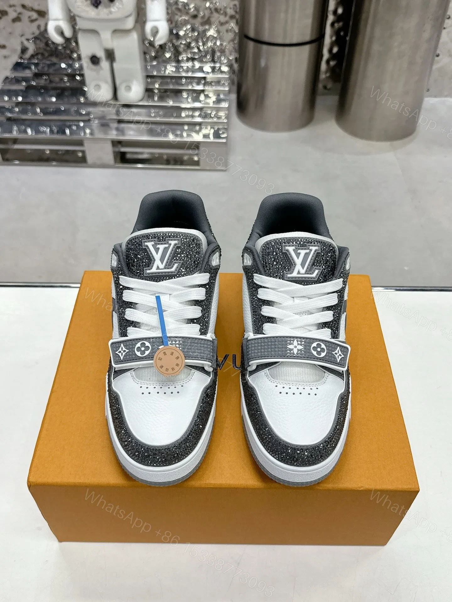 LV Women White Black Leather Sneakers — view 1