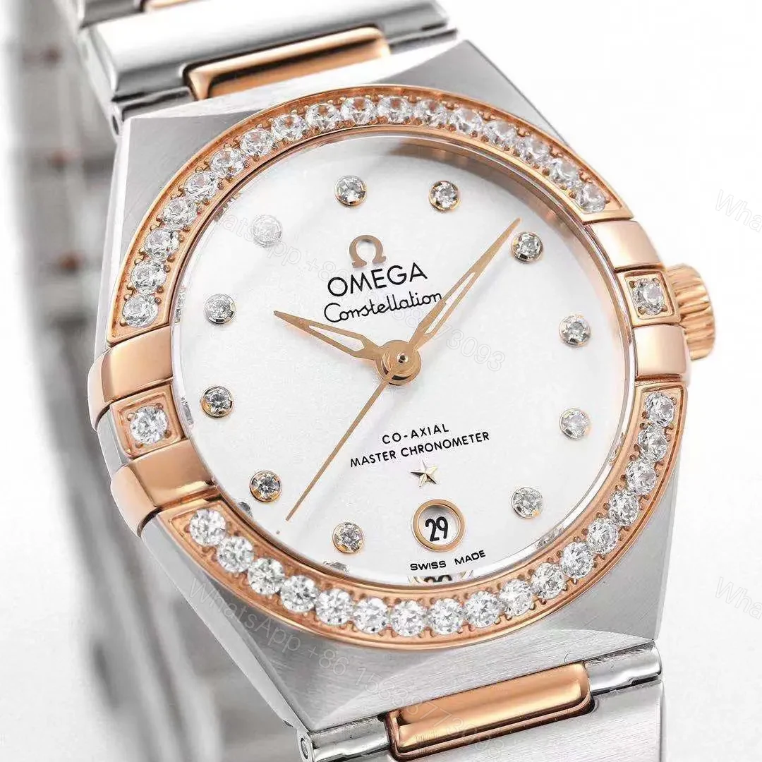 View 4 of Omega Constellation 29mm Women’s Watch V6 Version Silver and Rose Gold with Diamond Bezel White Dial Sapphire Crystal