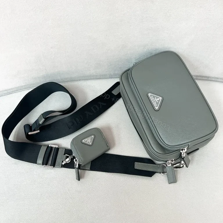 View 2 of Prada Saffiano Compact Luxury Crossbody: Subtle Texture
