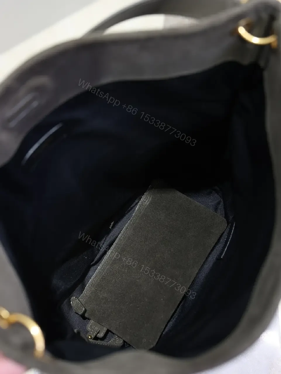 View 5 of Dark Quilted Tote: Premium Leather-Like, Signature Hardware Tote