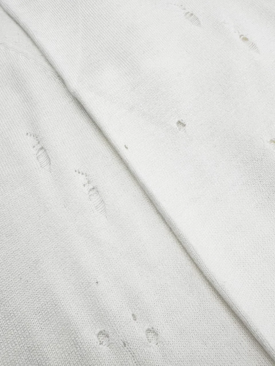 View 5 of Off-White Knit Crewneck Sweatshirt with Distressed Texture