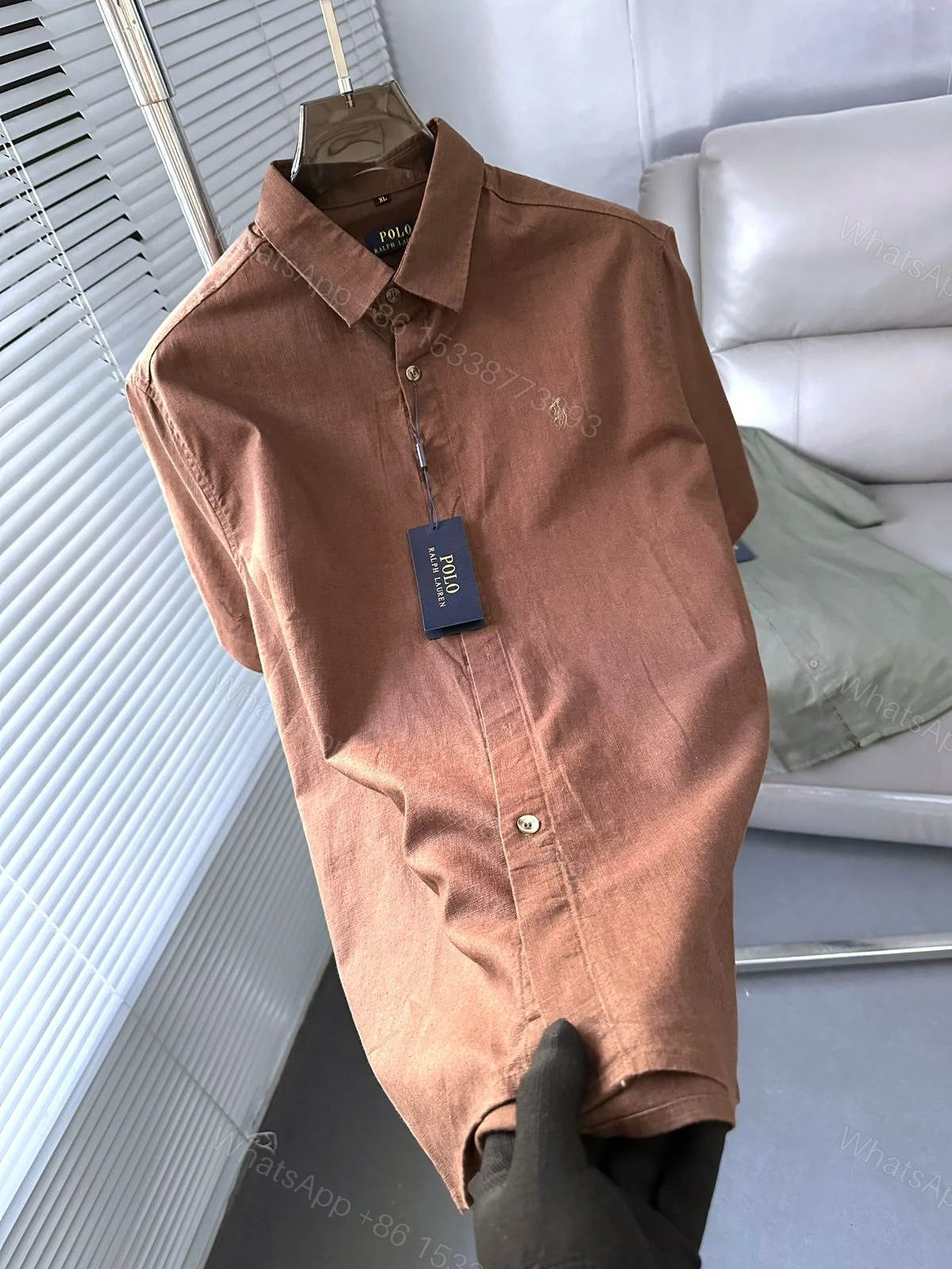 Ralph Lauren Premium Imported Linen Shirt Brown First Copy | AAA+ Replica — view 1