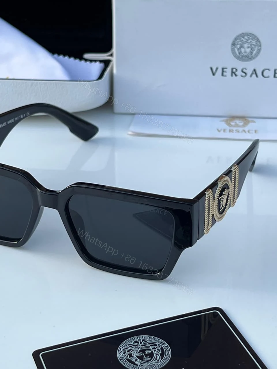 View 6 of Versace Medusa Square Black Gold Sunglasses