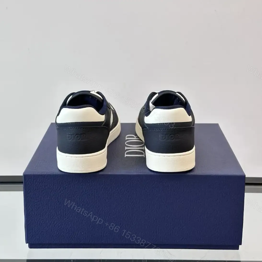 View 5 of DIOR B27 UPTOWN LOW-TOP SNEAKERS NAVY BLUE AND WHITE GRAINED CALFSKIN WITH WHITE GRAVITY LEATHER – CD222