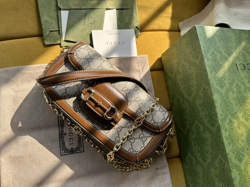 View 6 of Chic GG Crossbody with Horsebitâ€”Caramel Leather Trim Bag
