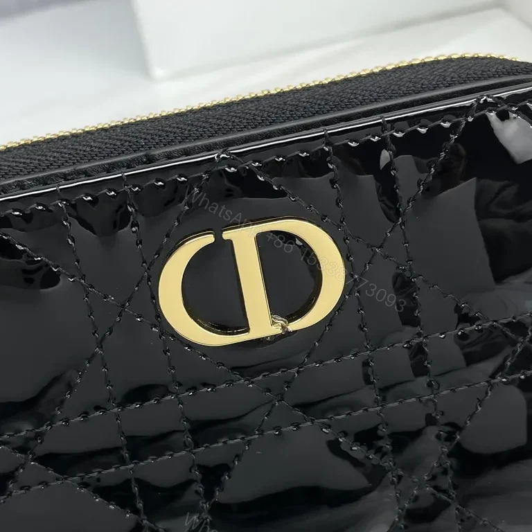 View 2 of Chic Luxe Quilted Wallet + Logo Clasp - Patent Black