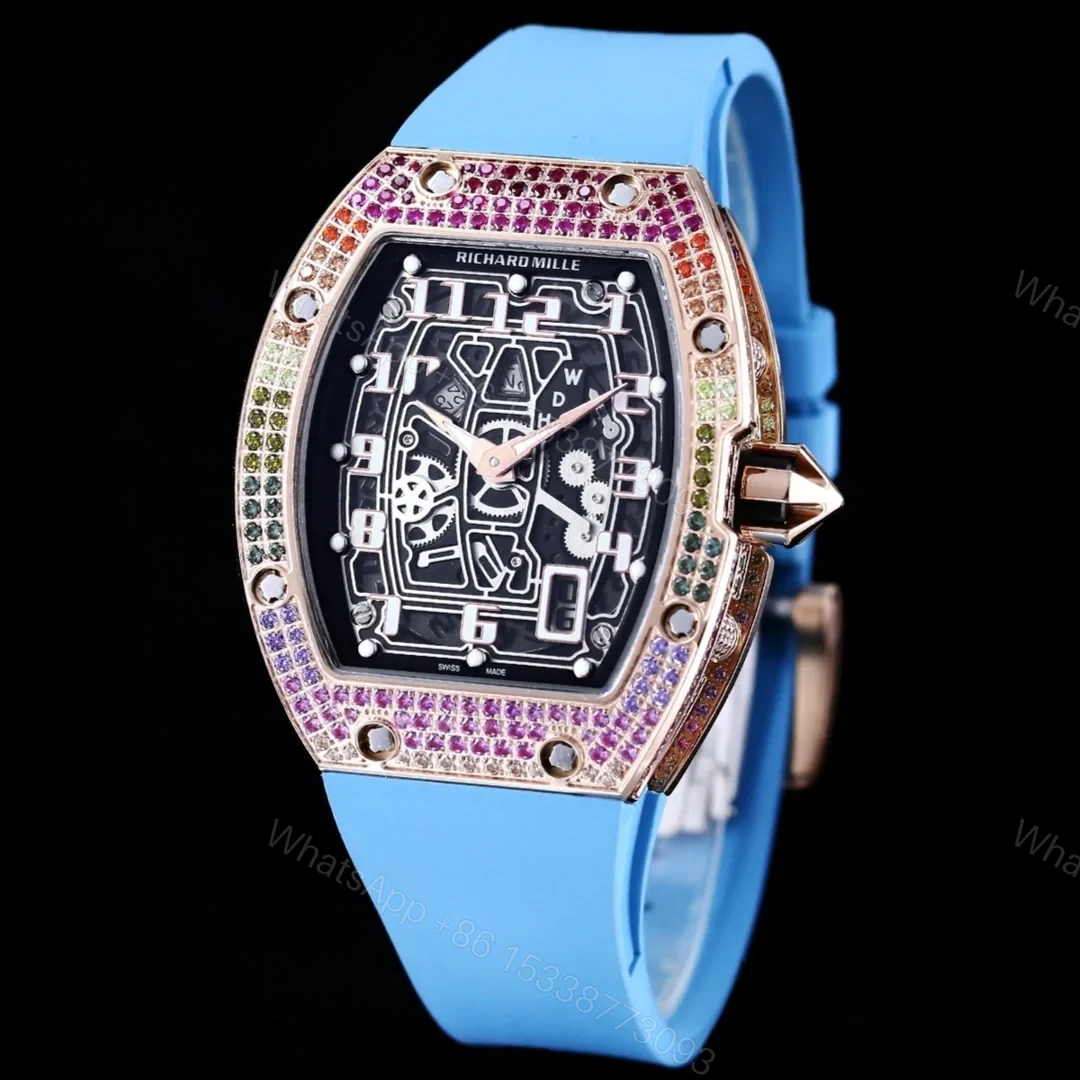 View 2 of Richard Mille RM67-01 Automatic Ultra Thin Skeleton Watch 38/48MM Barrel Case Blue Strap Digital Hour Markers Premium Edition RM67-01-AU-BLU-SK48