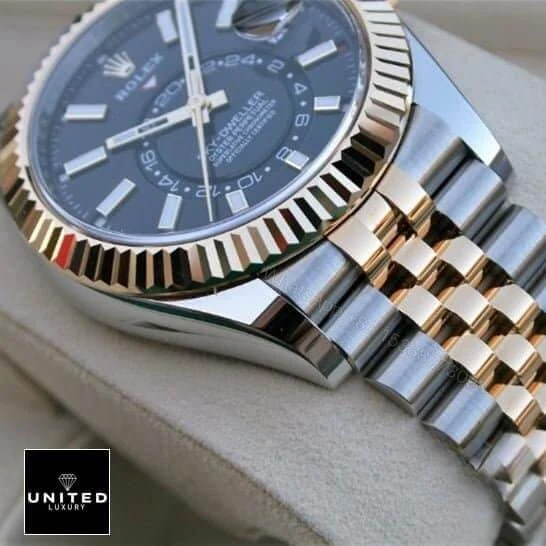 View 4 of Rolex Sky-Dweller 326933 Steel Gold Black Dial Replica