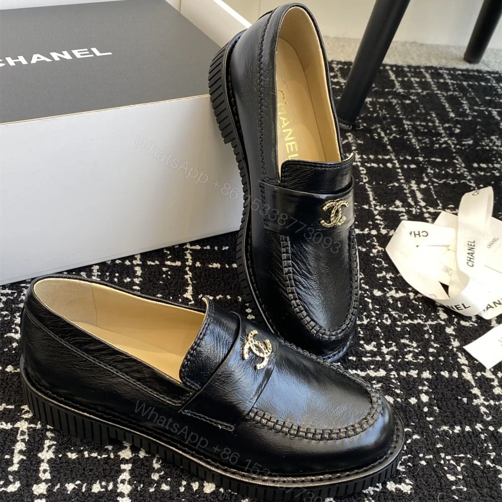 View 3 of 高仿Chanel*25C系列G46112B小牛皮樂福鞋黑色免檢版
