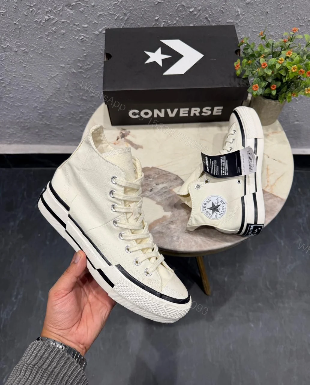 View 2 of First Copy Converse Chuck Mid Plus White Sneakers for Men